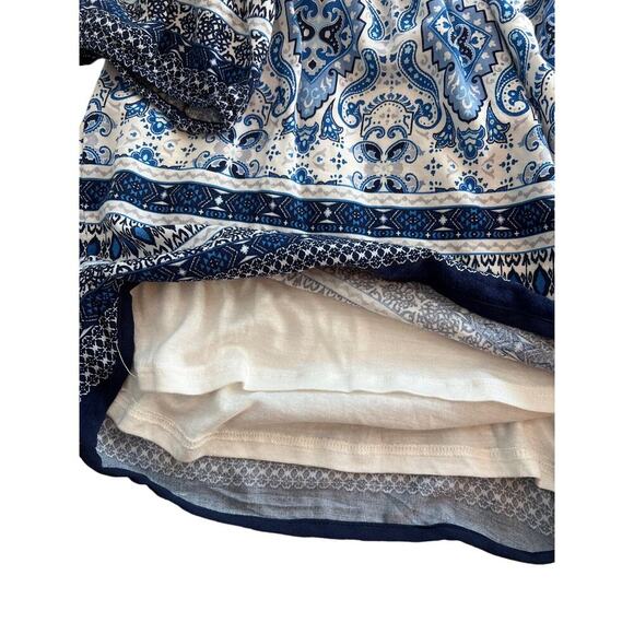 Elevenses Anthropologie Basia Romper Blue and White Boho Style Size XL - Picture 9 of 11
